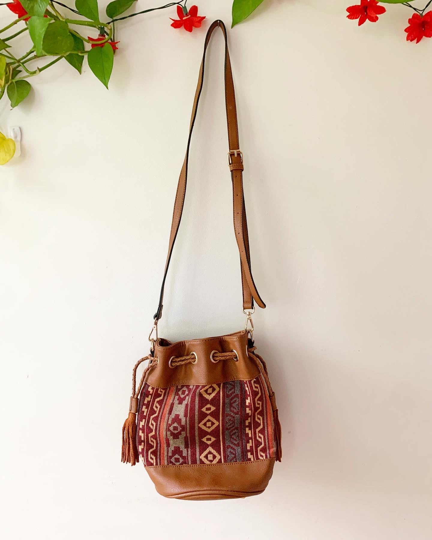 Aztec Print Bucket Bag Purse