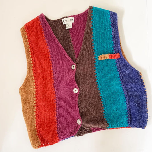Gestures Multicolor Fall Knit Colorblock Vest