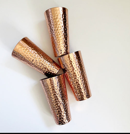 Stainless Steel Hammered Textured Copper Tumbler Cups 16 ounce Set of 4