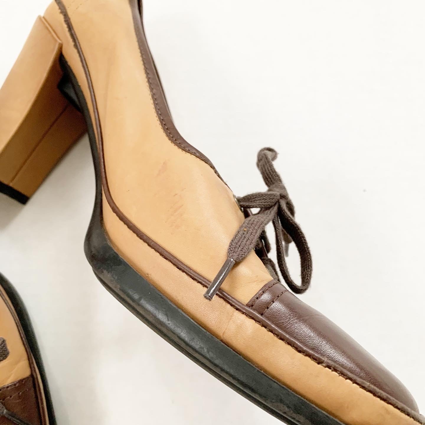 Vintage VS Block Heel, Size 8M, Brown, Tan