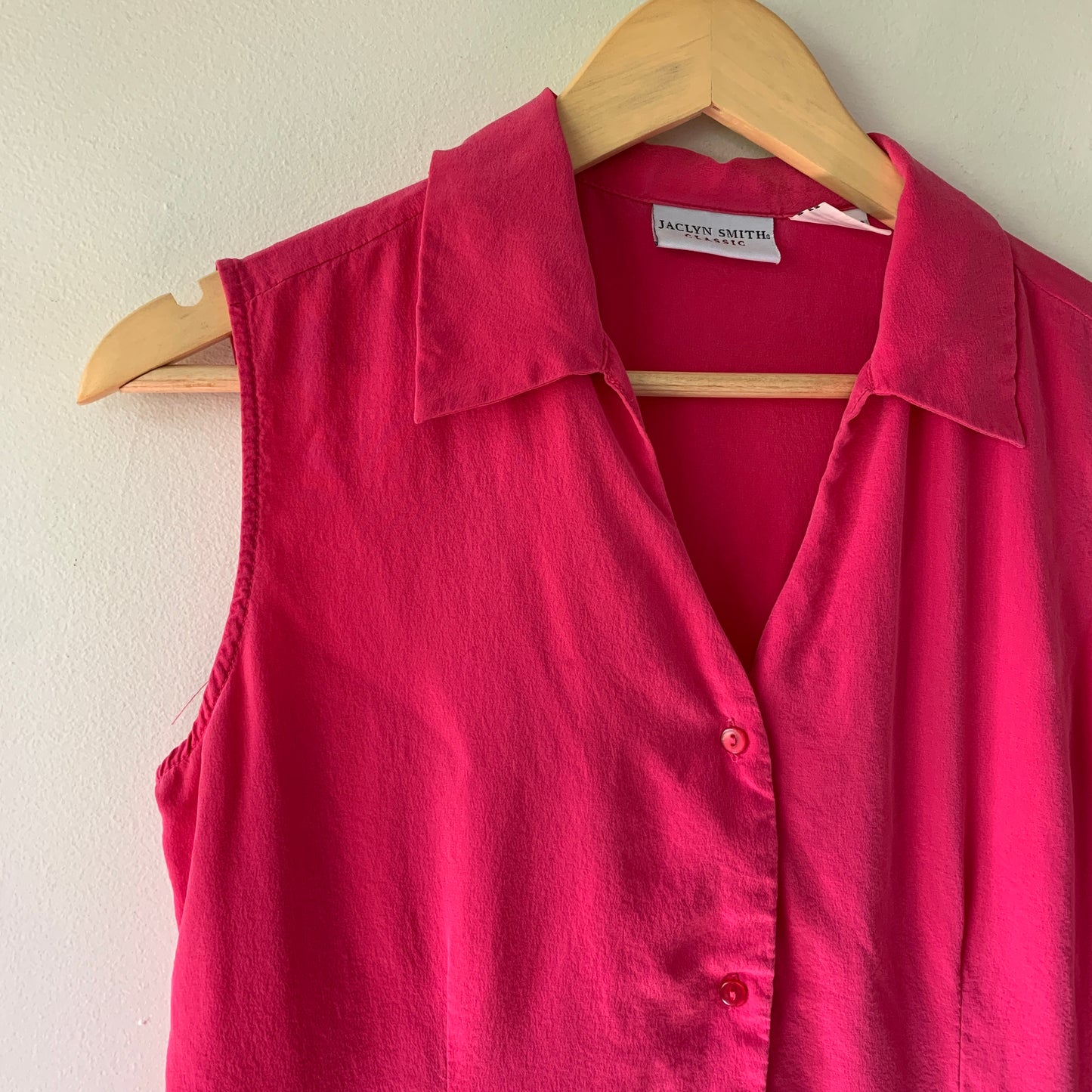 Vintage Jaclyn Smith Fuchsia Silk Button Down Blouse