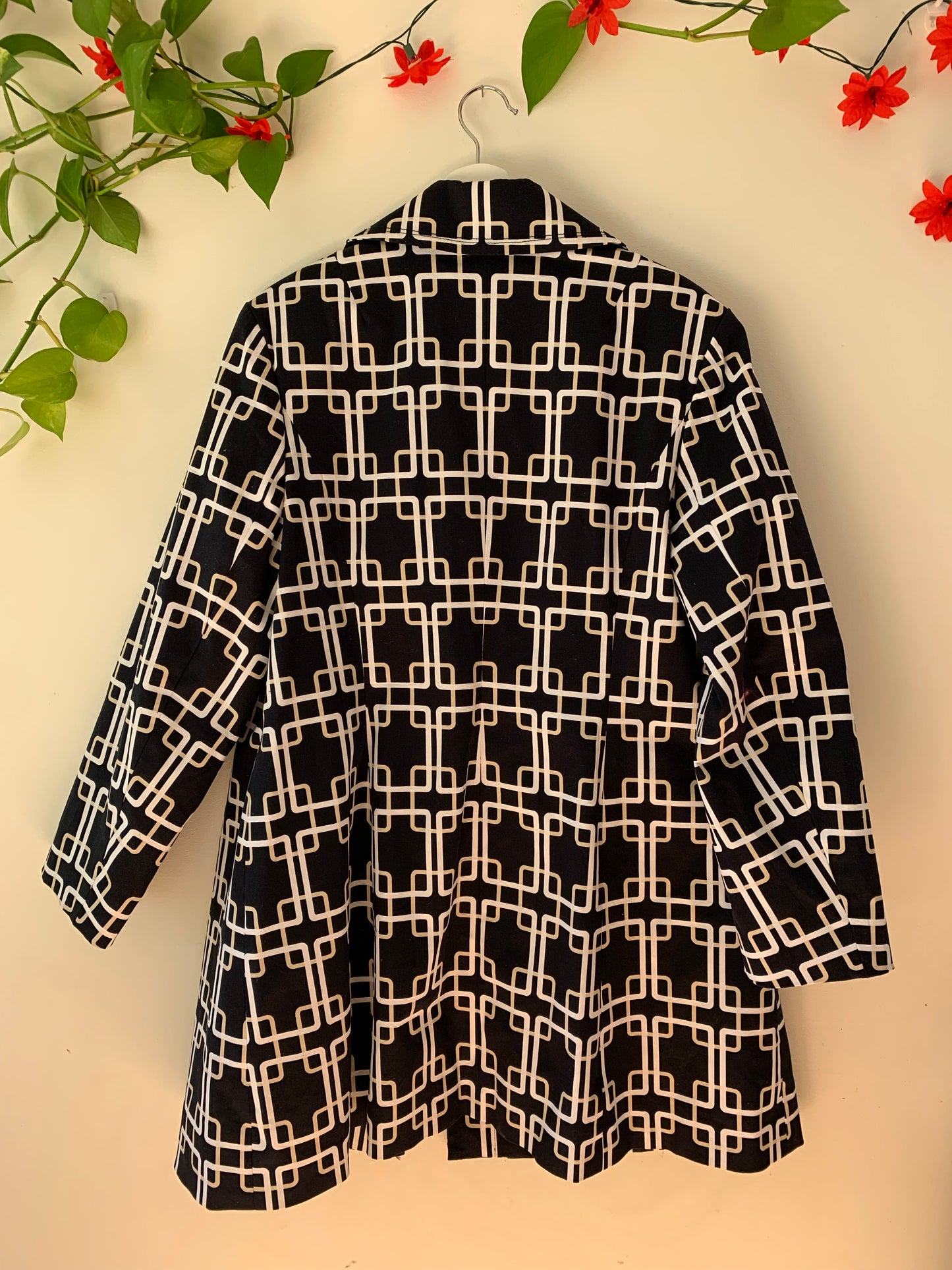 Lane Bryant Trench Coat, Navy White Print, Size 20