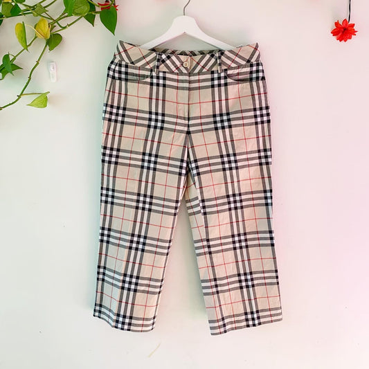 Burberry Plaid Cropped Golf Pants, Size 8