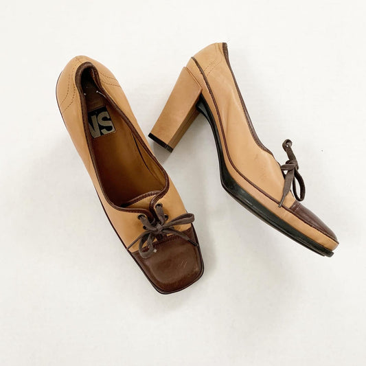Vintage VS Block Heel, Size 8M, Brown, Tan