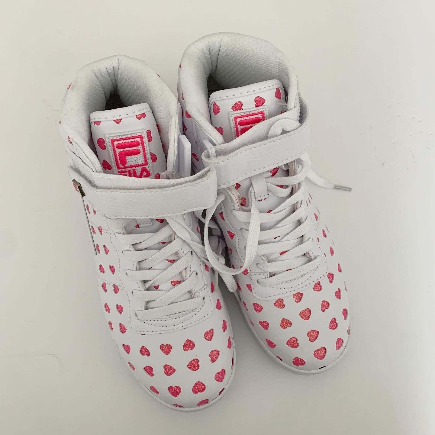 Fila Vulc 13 Heart High Top Sneaker Women's  Pink White Size 8.5