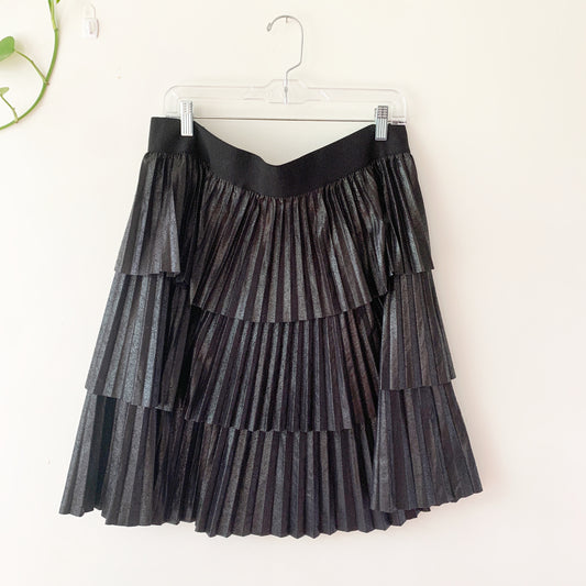 Lane Bryant Black Pleated Knee Length Metallic Skirt