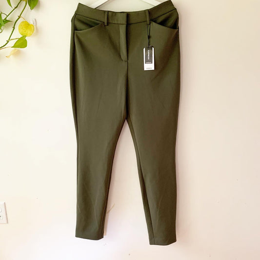 Express Supersoft Double Knit High Rise Olive Green Skinny Pants, Size Medium