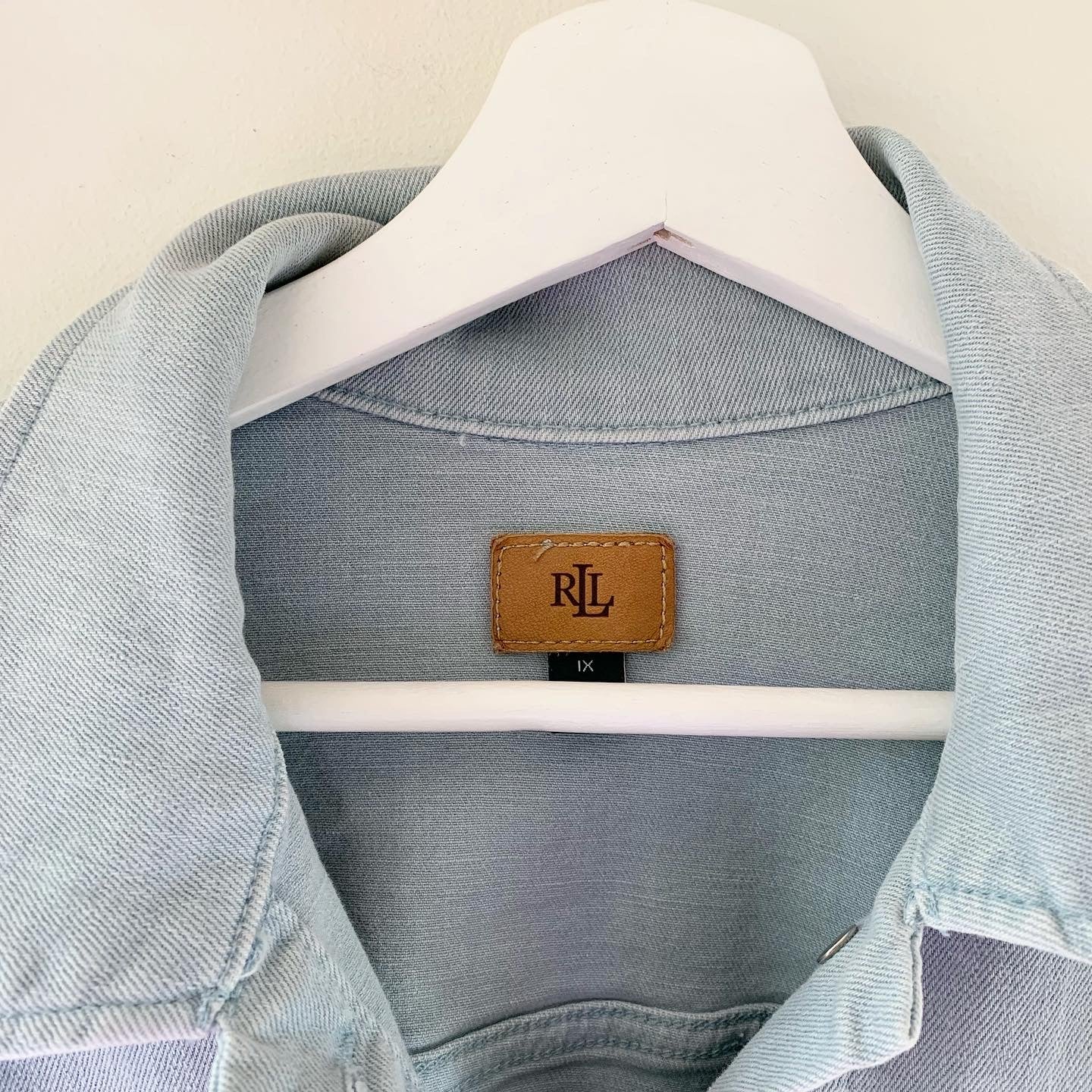 Ralph Lauren Blue Light Wash Frayed Hem Jean Jacket, Size 1X