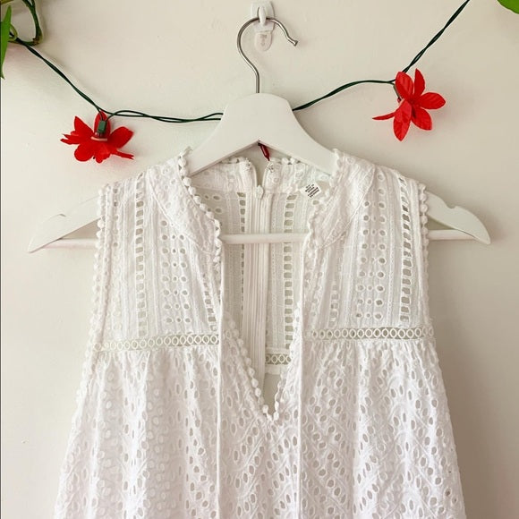 Allison New York Eyelet White Maxi Dress, Size Small