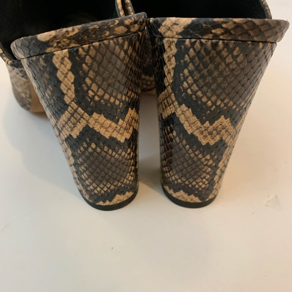 Vince Heath Snakeskin Embossed Leather Slides, Size 10