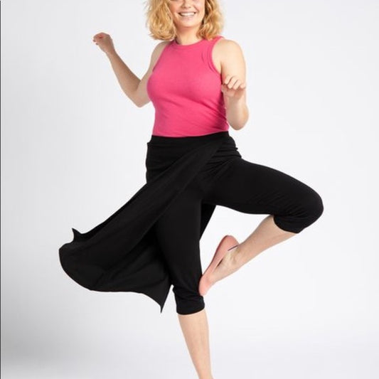 Betabrand "The Sassiest" Legging Pant Skirt, XS, Black