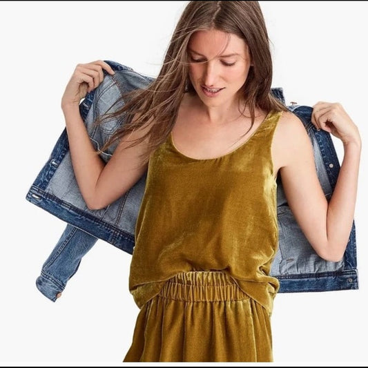 J.Crew Mustard Yellow Velvet Tank, Size 16, New with Tags