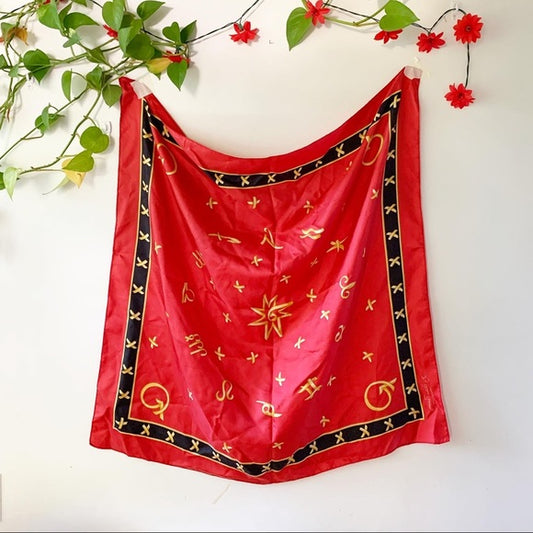 Picasso Horoscope Print Red Scarf