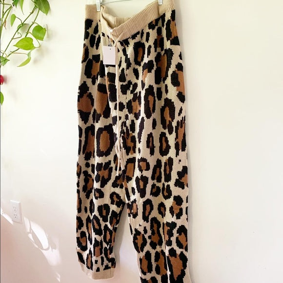 Hayden Los Angeles High Rise Knit Leopard Print Pants, Size 2X