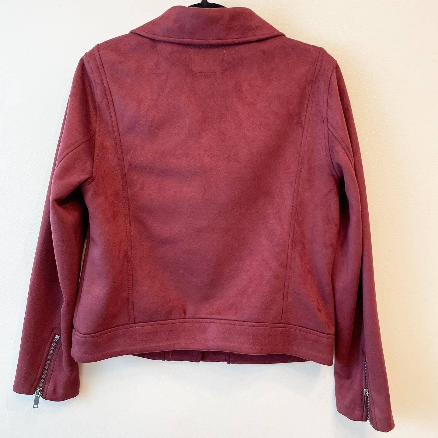 Old Navy Faux Suede Burgundy Maroon Moto Jacket