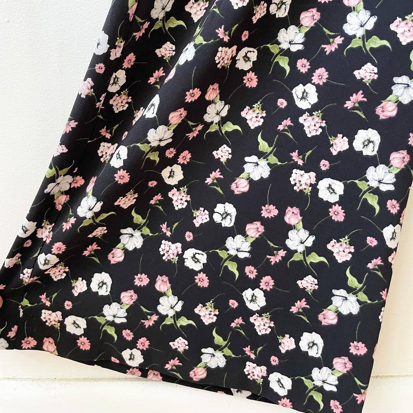 Gabby Skye Black Floral One Sleeve Ruffle Belted Jumpsuit