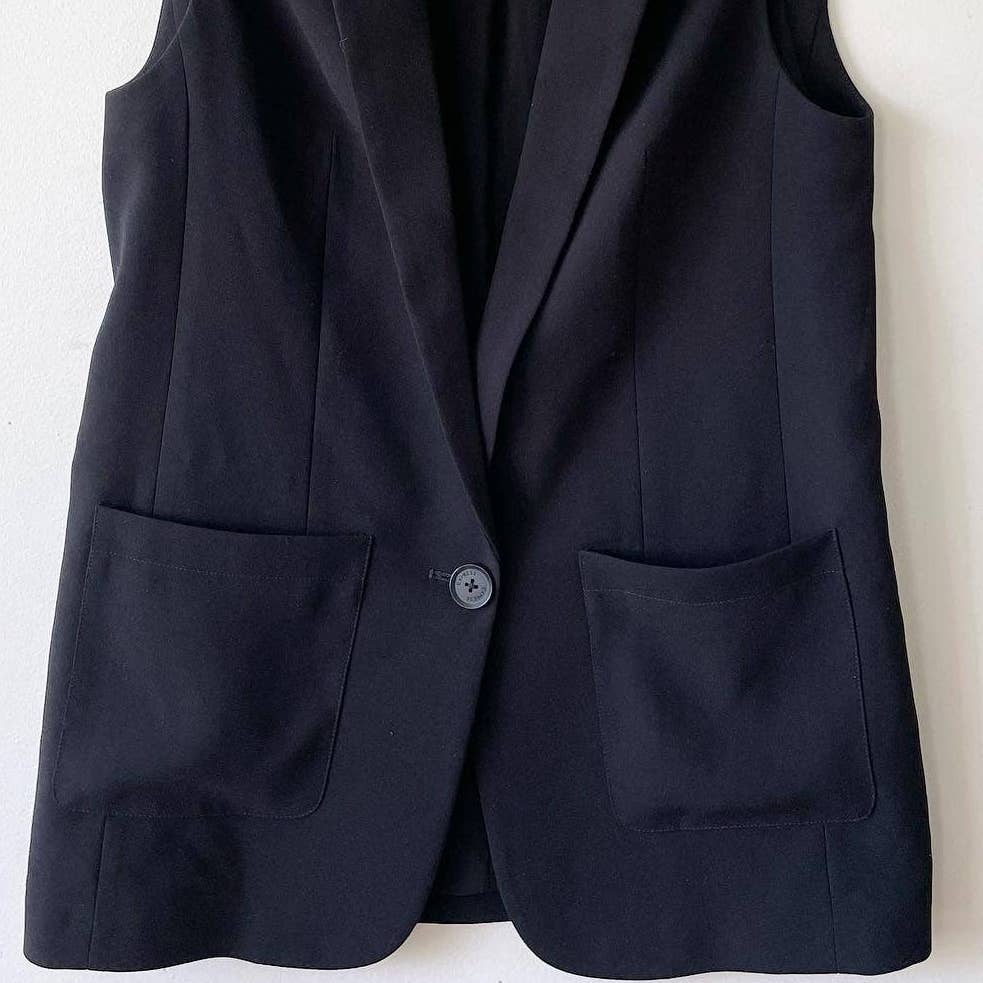 Express Black Sleeveless Mid Length Collared Suit Vest