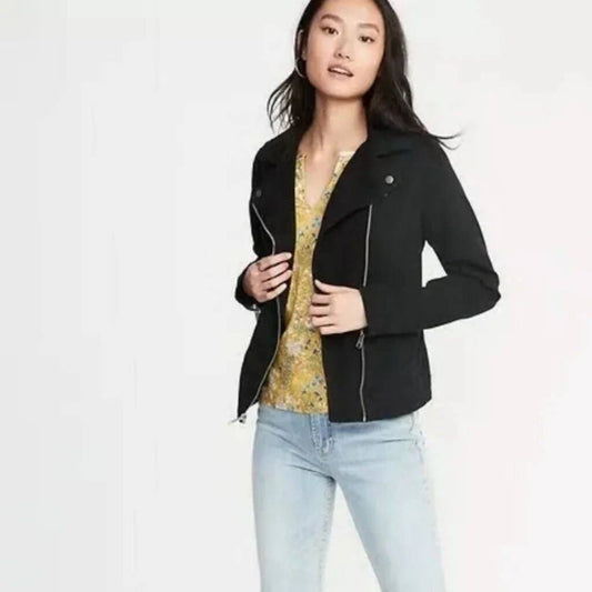Old Navy Faux Suede Black Moto Jacket