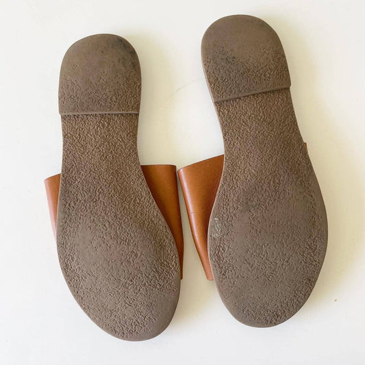 Madewell Brown Leather Boardwalk Slide Sandal Shoes E8249