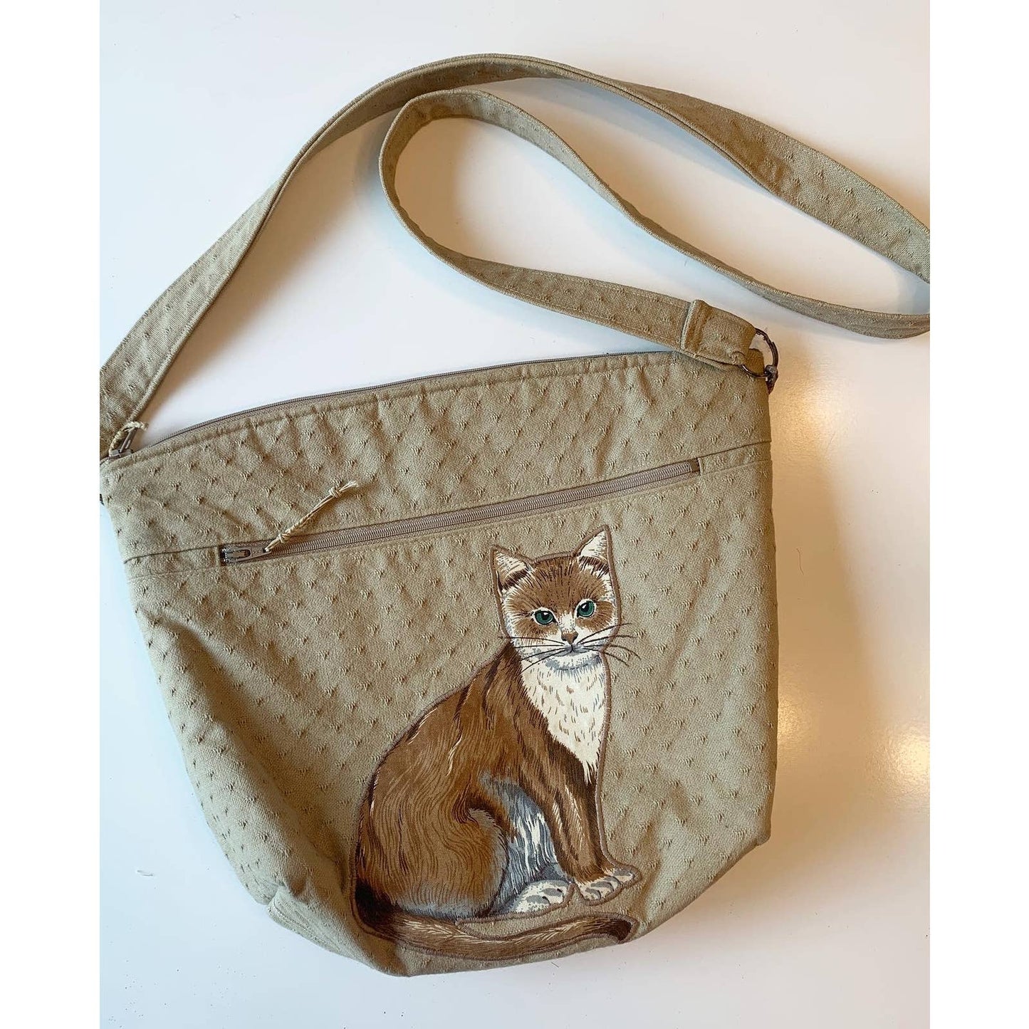 Vintage Cat Print Canvas Purse