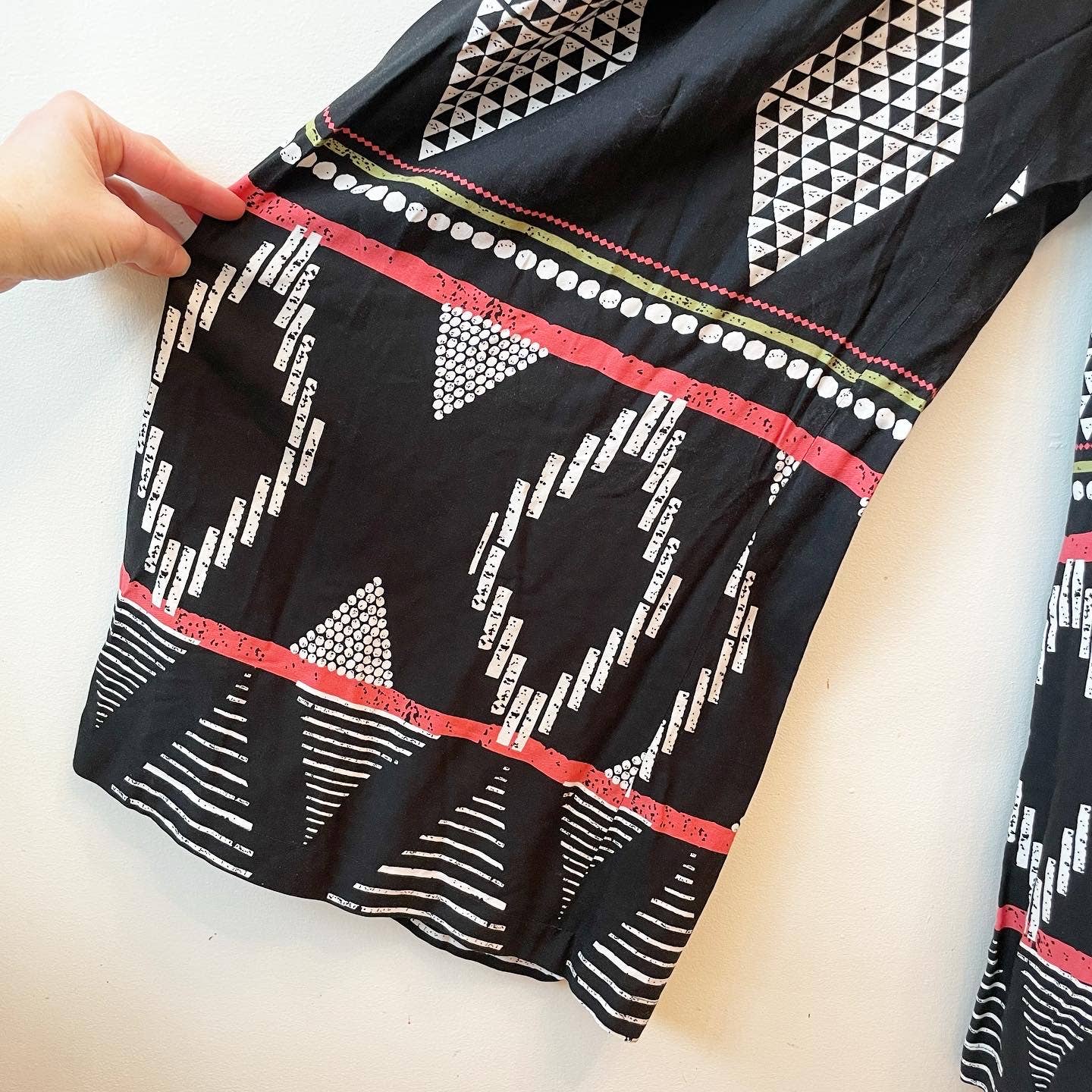 Anthropologie Elevenses Ampa Wide Leg Black Tribal Print Jumpsuit