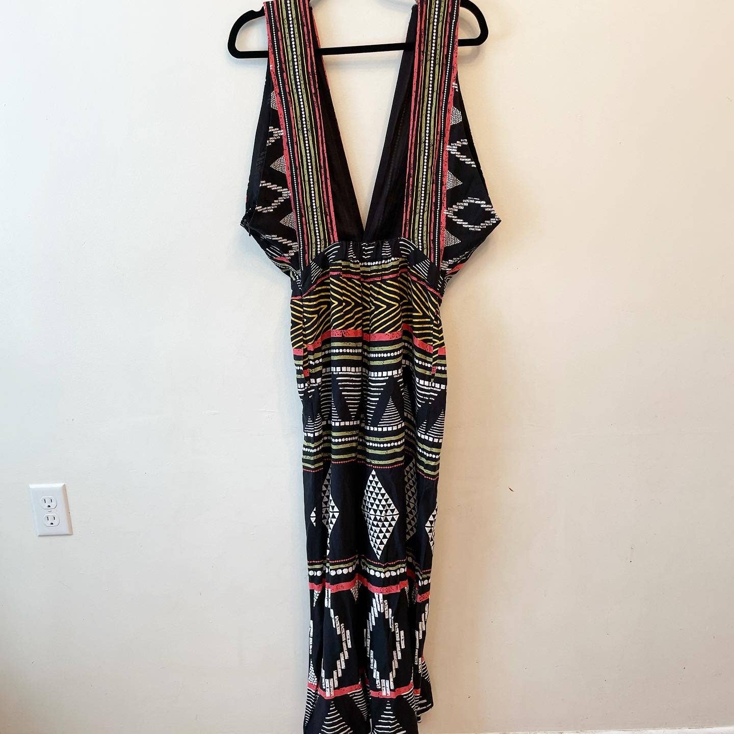 Anthropologie Elevenses Ampa Wide Leg Black Tribal Print Jumpsuit
