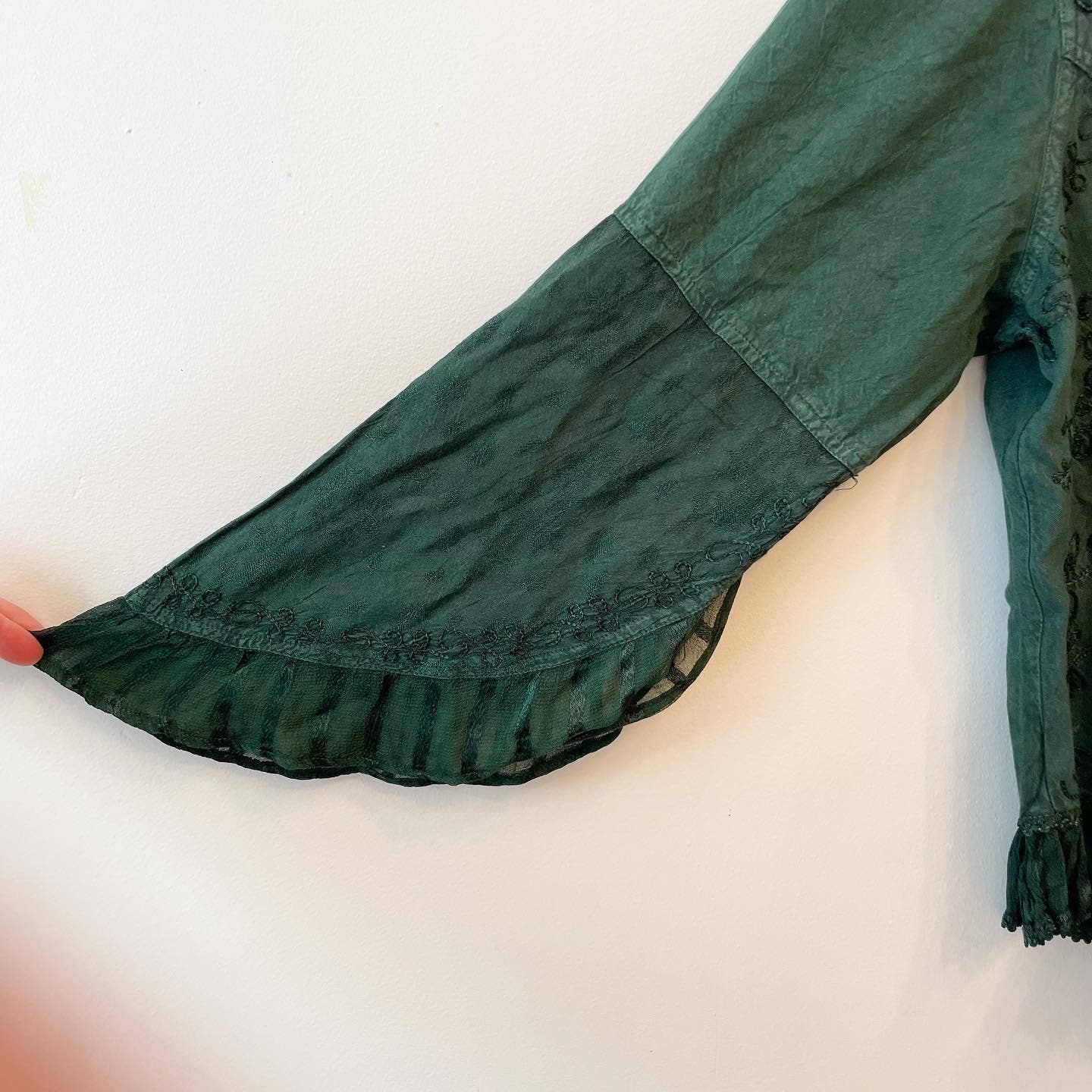 Advance Apparels Green Embroidered Boho Blouse
