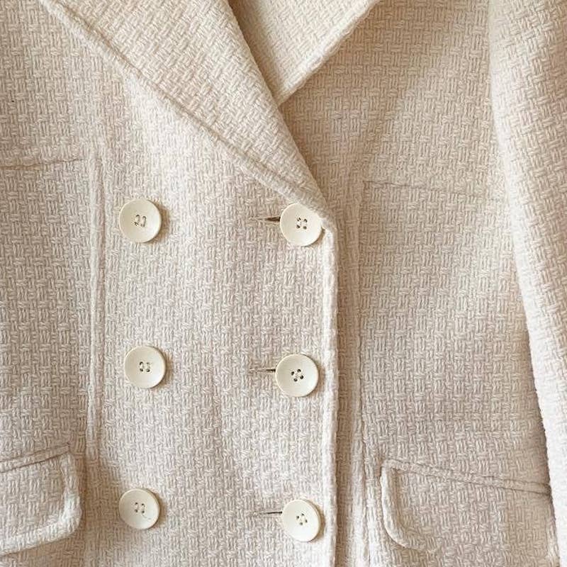 Moda International White Cream Wool Pea Coat