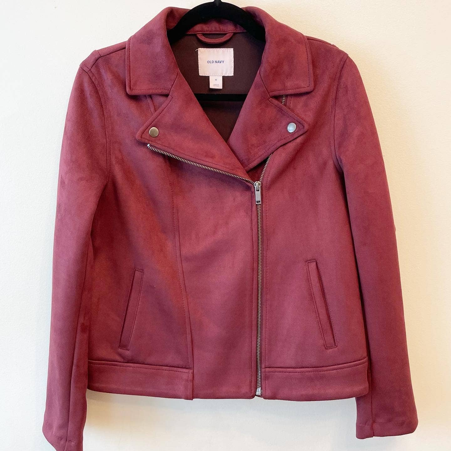 Old Navy Faux Suede Burgundy Maroon Moto Jacket