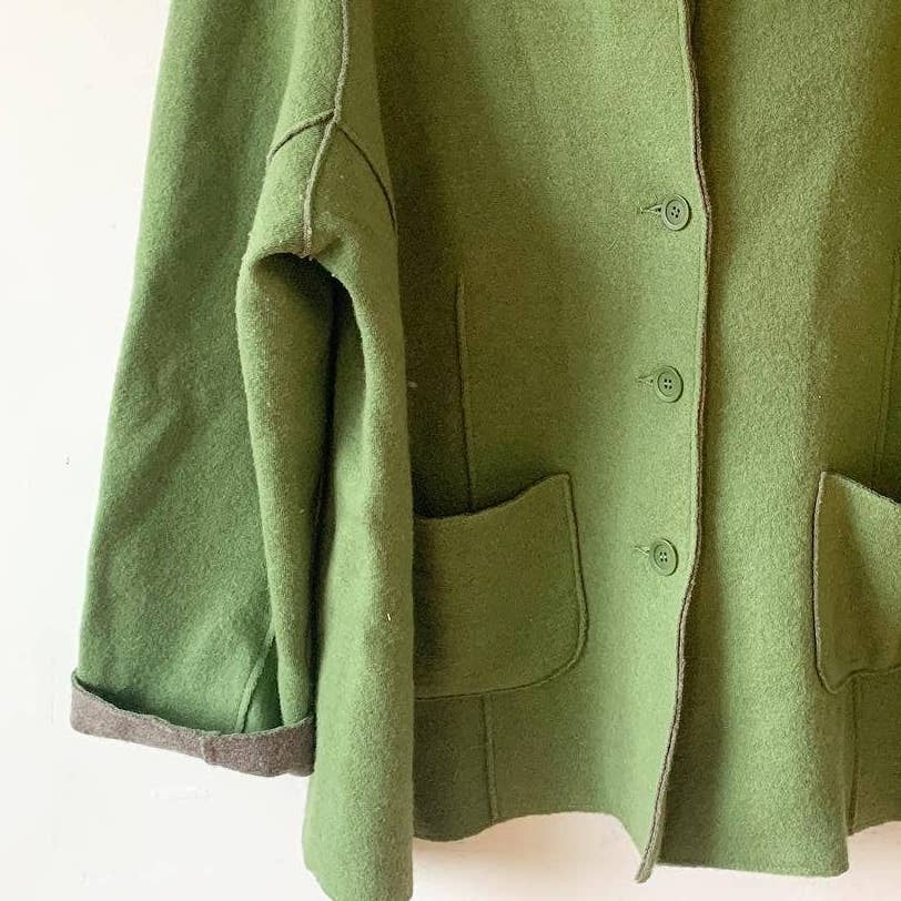 Eileen Fisher Green Wool Cardigan Sweater