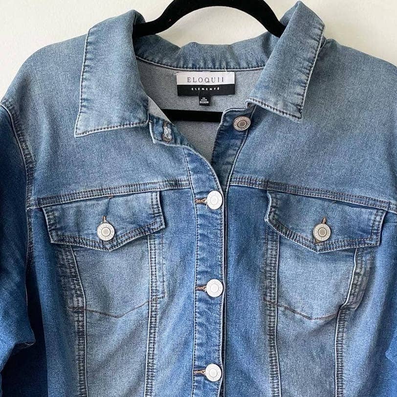 Eloquii Elements Plus Denim Peplum Jean Jacket