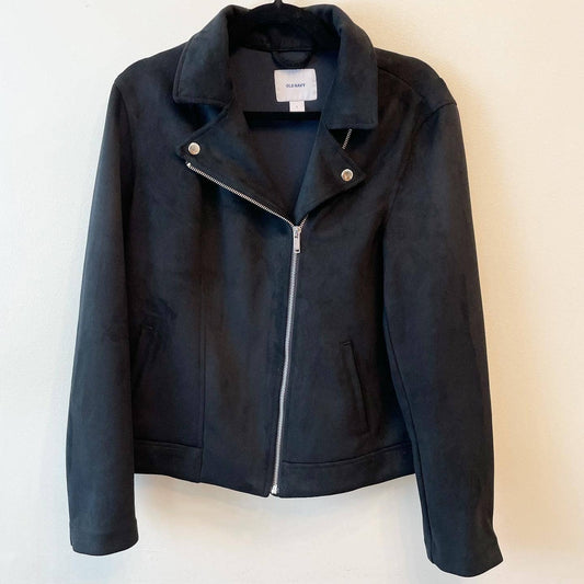 Old Navy Faux Suede Black Moto Jacket