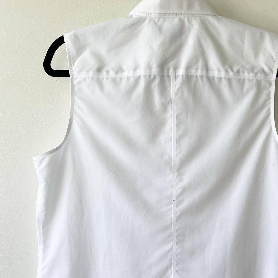 Lands End White Sleeveless Button Up Collared Shirt