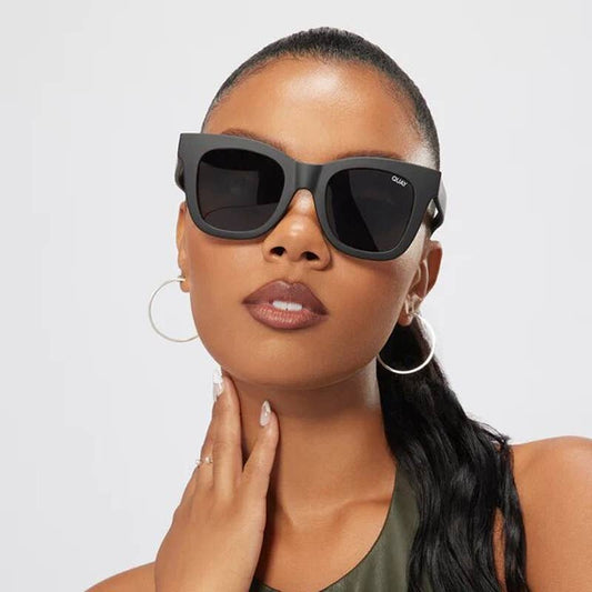 Quay Australia After Hours Large Square Black Matte Polarized Sunglasses
