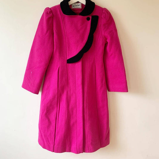 Vintage Rothschild Pink Wool Victorian Wool Coat with Velvet Trim 10