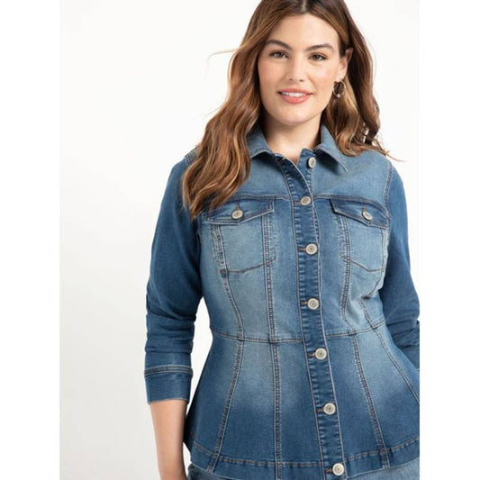 Eloquii Elements Plus Denim Peplum Jean Jacket