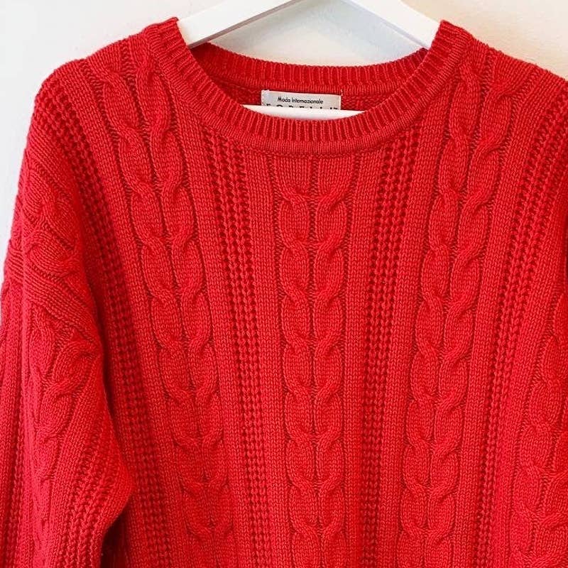 Vintage Moda Internazionale Forelli Red Cable Knit Sweater