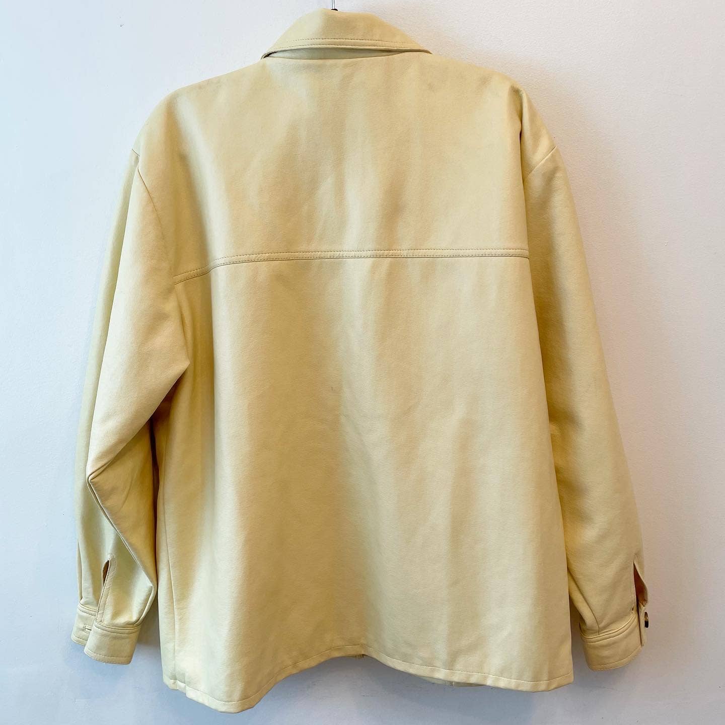 Vintage Misty Harbor Cream Faux Leather Jacket Shacket