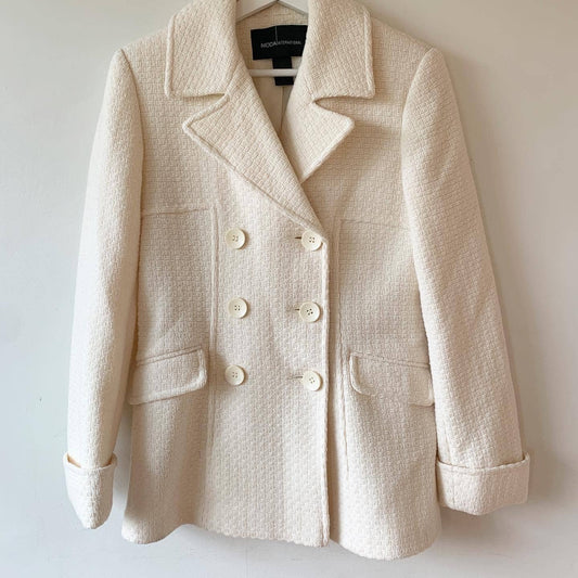 Moda International White Cream Wool Pea Coat