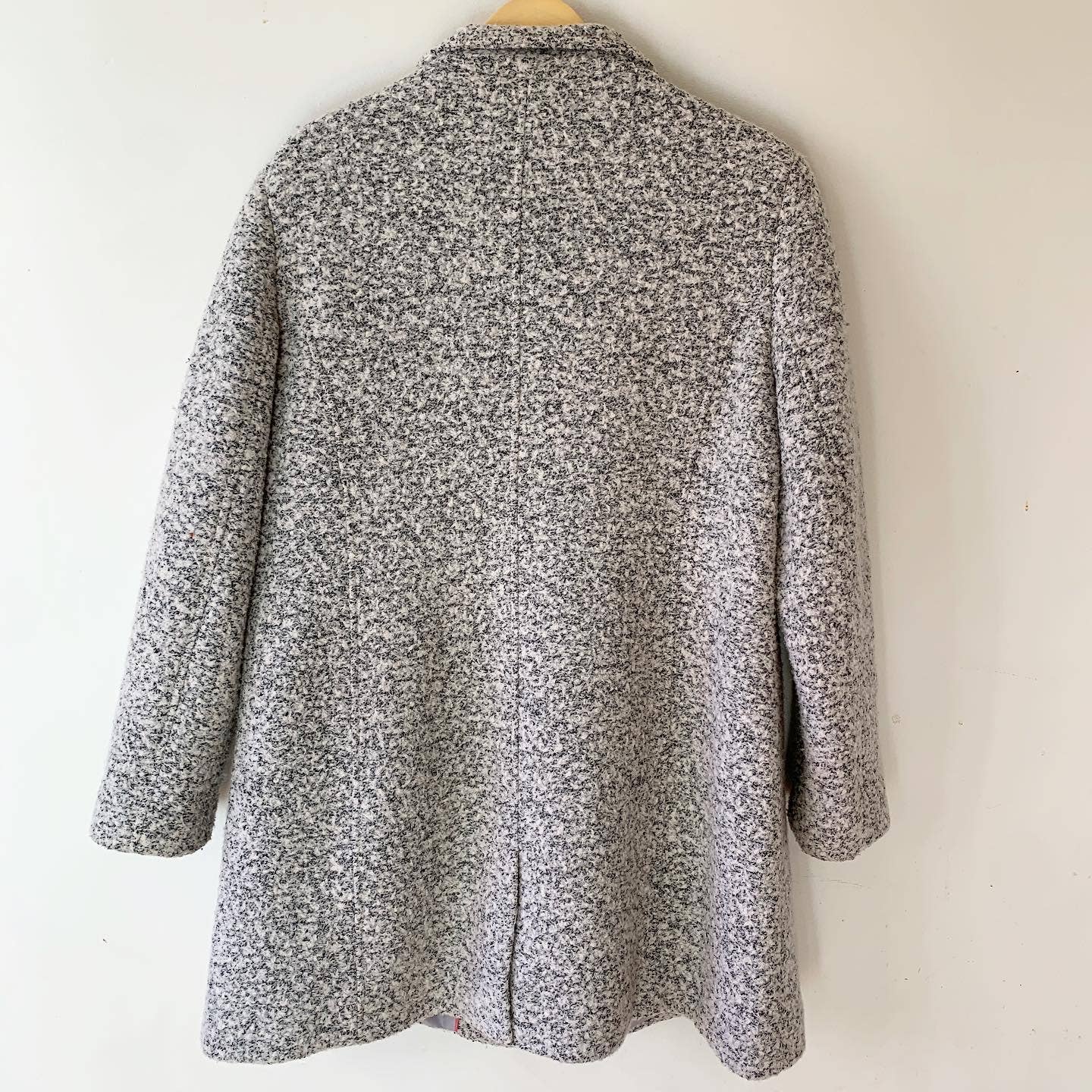 Loft Ann Taylor White Gray Plus Wool Funnel Neck Coat