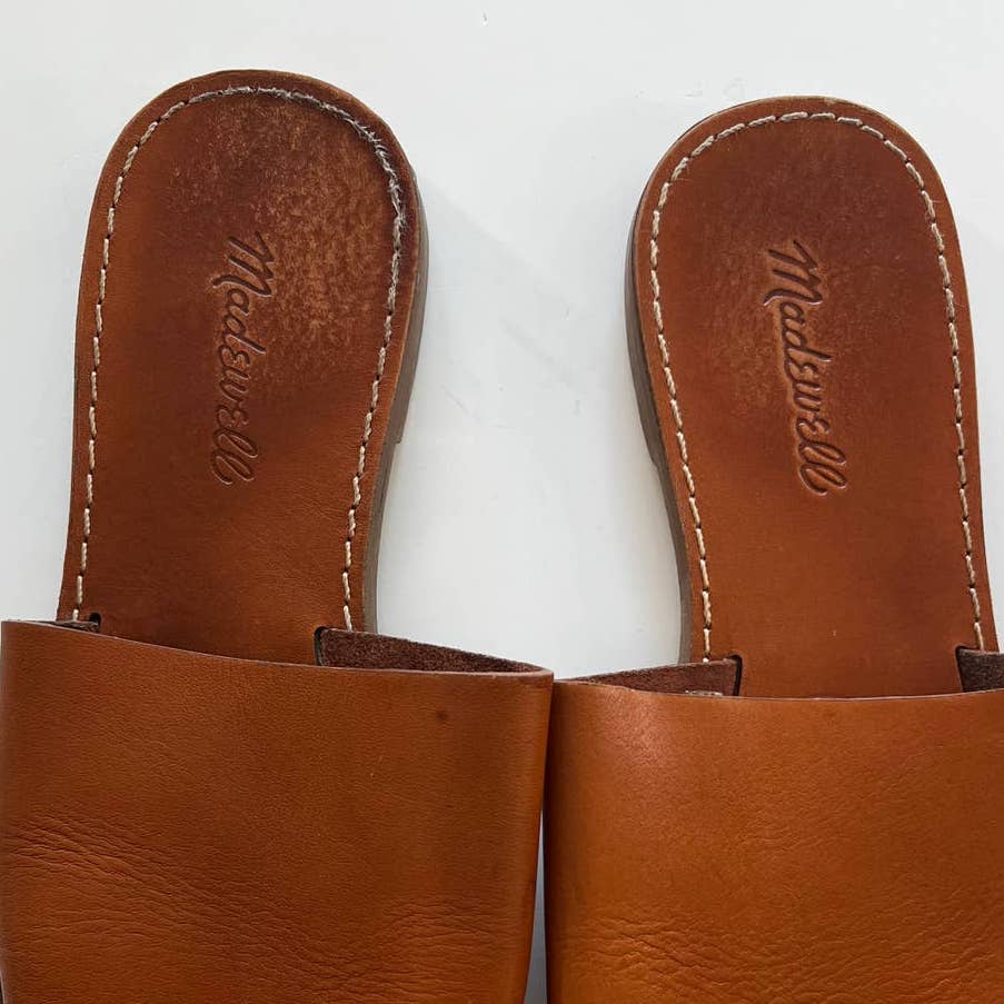 Madewell Brown Leather Boardwalk Slide Sandal Shoes E8249